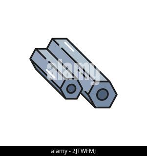 Aluminium gewalzte Metallrohr-Pipeline, isolierte Anker Umriss Symbol. Walzindustrie Metallbearbeitung Bauelement, Edelstahl-Profil Stock Vektor