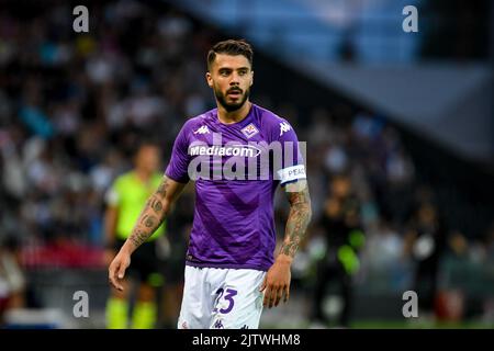 Udine, Italien. 31. August 2022. Fiorentina's Lorenzo Venuti Portrait während Udinese Calcio vs ACF Fiorentina, italienische Fußballserie A Spiel in Udine, Italien, August 31 2022 Quelle: Independent Photo Agency/Alamy Live News Stockfoto
