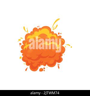 Atombombe explosive Detonation isoliert Fett Cartoon-Symbol. Vektor-Boom-Effekte, Raumelemente für das UI-Design des Spiels, orangefarbenes feuriges Inferno. Atombombenexplosion, Cartoon Dynamit Gefahr Comic Wolke Stock Vektor