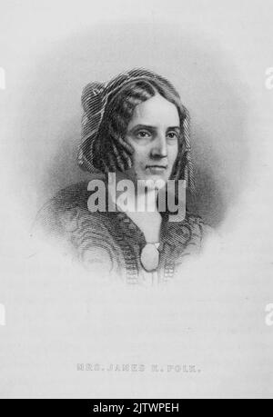 Porträt von Sarah Childress Polk, die Ehefrau und First Lady von Präsident James Polk war. Stockfoto