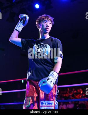 Tokio, Japan. 30. August 2022. Kanehiro Nakagawa vor dem vakanten WBO Asia Pacific Super Feather Gewichtsboxing-Kampf in der Korakuen Hall in Tokio, Japan, 30. August 2022. Quelle: Hiroaki Finito Yamaguchi/AFLO/Alamy Live News Stockfoto