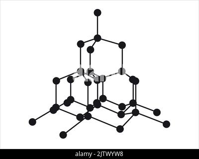 Volumetrisches Kristallgitter aus Diamant. Die Position von Atomen in einem Kristall. Vektorgrafik. Stock Vektor