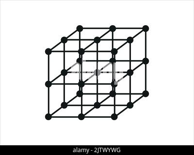 Volumetrisches Kristallgitter. Die Position von Atomen in einem Kristall. Vektorgrafik. Stock Vektor