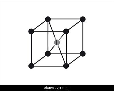 Volumetrisches Kristallgitter. Die Position von Atomen in einem Kristall. Vektorgrafik. Stock Vektor