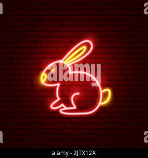Rabbit Chinese Zodiac Neon Stock Vektor