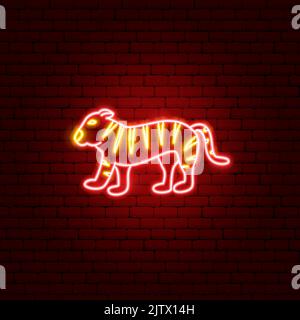 Tiger Chinese Zodiac Neon Stock Vektor