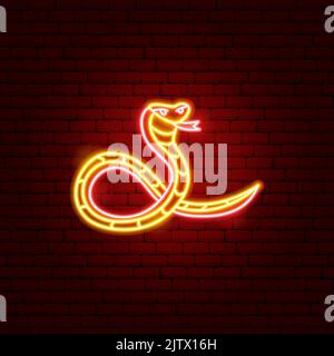 Snake Chinese Zodiac Neon Stock Vektor