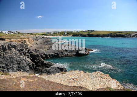 Chair Cove in der Nähe von Constantine Bay in Cornwall, Großbritannien. Stockfoto