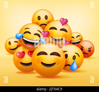 3D Satz Emoticons isoliert Stock Vektor