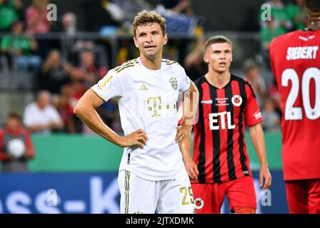 DFB Cup, 1. Runde, Rhein Energie Stadion Köln; Viktoria Köln - FC Bayern München; Thomas Müller Stockfoto