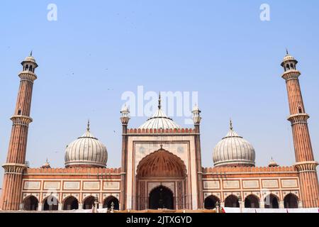 Architektonisches Detail der Jama Masjid Moschee, Alt-Delhi, Indien, die spektakuläre Architektur der Großen Freitagsmoschee (Jama Masjid) in Delhi 6 während Stockfoto