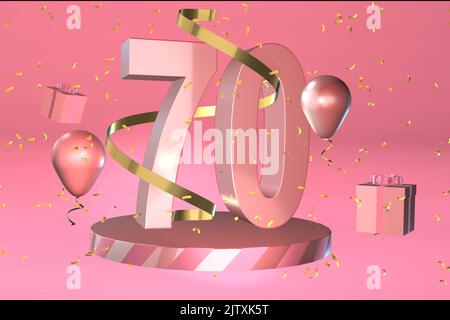 70. Geburtstag Hintergrund Banner oder siebzigsten Jahrestag Hintergründe Feier Karte oder Einladung Stockfoto
