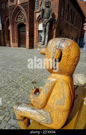 Lorion-Skulptur vor dem alten Rathaus, Brandenburg an der Havel, Deutschland Stockfoto