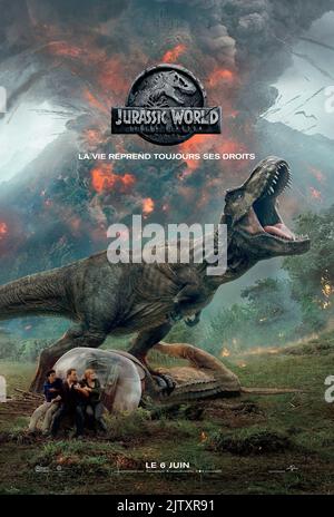 Jurassic World: Fallen Kingdom Jahr : 2018 USA Regie : J.A. Bayona Bryce Dallas Howard, Chris Pratt, Justice Smith Französisches Plakat Stockfoto