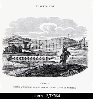 Alte griechische und römische Überreste auf der zerstörten Stätte von Nisibee (graviert von Byfield) aus dem Buch "Reisen in Mesopotamien. Inklusive einer Reise von Aleppo, über den Pyrat nach Orfah [Urfa], (die Ur der Chaldäer) durch die Ebenen der Turkomaner, " von Buckingham, James Silk, 1786-1855 Band 1 Erscheinungsdatum 1827 Herausgeber London, H. Colburn Stockfoto