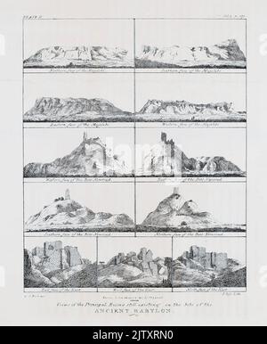 Das alte Babylon aus dem Buch "reist in Mesopotamien. Inklusive einer Reise von Aleppo, über den Pyrat nach Orfah [Urfa], (die Ur der Chaldäer) durch die Ebenen der Turkomaner, " von Buckingham, James Silk, 1786-1855 Band 2 Erscheinungsdatum 1827 Herausgeber London, H. Colburn Stockfoto