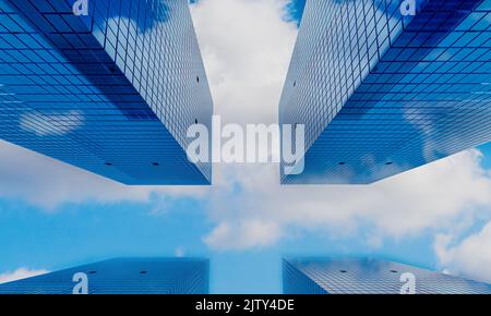 Panorama der modernen Finanz-Immobilien-Gebäude für Unternehmen Corporation. 3D Rendern Stockfoto