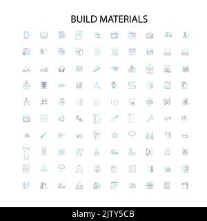 Bauen Materialien Symbole, Schilder, Umrisssymbole, Konzept lineare Illustration Linie Sammlung Stock Vektor