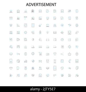 werbung Symbole, Schilder, Umrisssymbole, Konzept lineare Illustration Linie Sammlung Stock Vektor