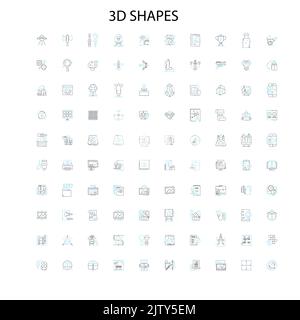 3D Formen Symbole, Zeichen, Umrisssymbole, Konzept lineare Illustration Linie Sammlung Stock Vektor