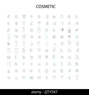 Kosmetische Symbole, Schilder, Umrisssymbole, Konzept lineare Illustration Linie Sammlung Stock Vektor