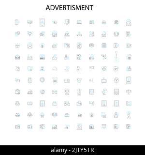 Werbesymbole, Schilder, Umrisssymbole, Konzept lineare Illustration Line Collection Stock Vektor