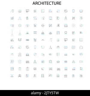 Architektur Symbole, Schilder, Umrisssymbole, Konzept lineare Illustration Linie Sammlung Stock Vektor