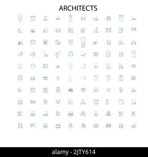 Architekten Symbole, Schilder, Umrisssymbole, Konzept lineare Illustration Linie Sammlung Stock Vektor