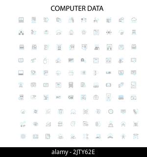 Computerdaten Symbole, Schilder, Umrisssymbole, Konzept lineare Illustration Linie Sammlung Stock Vektor
