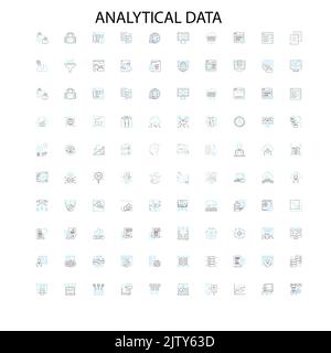 Symbole für analytische Daten, Schilder, Umrisssymbole, Erfassung linearer Illustrationslinien Stock Vektor