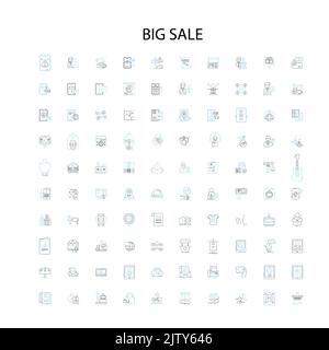 Große Verkauf Ikonen, Schilder, Umrisssymbole, Konzept lineare Illustration Linie Sammlung Stock Vektor