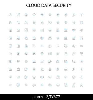 Symbole, Schilder, Umrisssymbole, lineare Bilderfassung für Cloud-Daten Stock Vektor