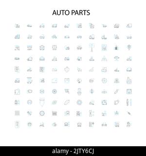 auto Teile Symbole, Schilder, Umrisssymbole, Konzept lineare Illustration Linie Sammlung Stock Vektor