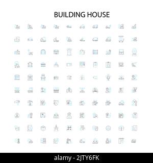 Gebäude Haus Symbole, Schilder, Umrisssymbole, Konzept lineare Illustration Linie Sammlung Stock Vektor