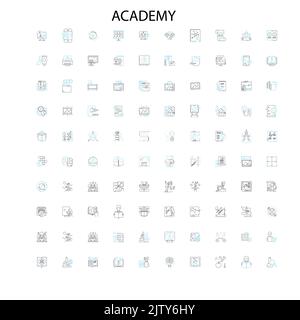 academy Konzept Symbole, Schilder, Umrisssymbole, Konzept lineare Illustration Linie Sammlung Stock Vektor