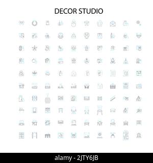 Dekor Studio Symbole, Schilder, Umrisssymbole, Konzept lineare Illustration Linie Sammlung Stock Vektor