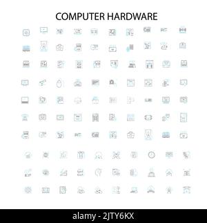 Computer-Hardware-Symbole, Schilder, Umrisssymbole, Konzept lineare Illustration Linie Sammlung Stock Vektor