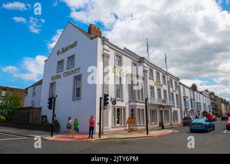 Durham Marriott Hotel Royal County in der Old Elvet Street im historischen Stadtzentrum von Durham, England, Großbritannien. Das Durham Castle and Cathedral ist ein UNESCO-Weltkulturerbe Stockfoto