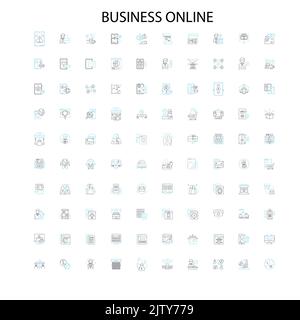 Business Online-Symbole, Schilder, Umrisssymbole, Konzept lineare Illustration Linie Sammlung Stock Vektor