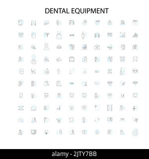 Zahnmedizinische Geräte Symbole, Schilder, Umrisssymbole, Konzept lineare Illustration Linie Sammlung Stock Vektor
