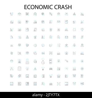 Wirtschaftliche Crash-Symbole, Schilder, Umrisssymbole, Konzept lineare Illustration Linie Sammlung Stock Vektor