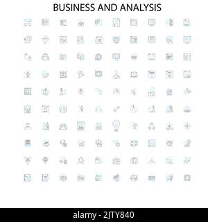 Business und Analyse Konzept Symbole, Schilder, Umrisssymbole, Konzept lineare Illustration Linie Sammlung Stock Vektor