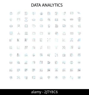 Symbole für die Datenanalyse, Schilder, Umrisssymbole, Erfassung linearer Illustrationslinien Stock Vektor