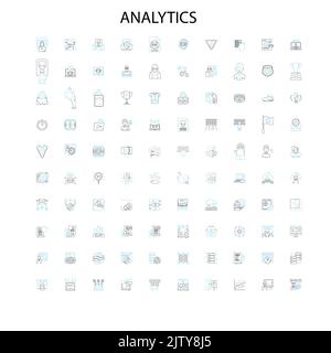 analytics Symbole, Schilder, Umrisssymbole, Konzept lineare Illustration Linie Sammlung Stock Vektor