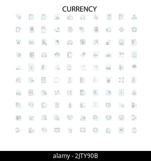 Währungssymbole, Schilder, Umrisssymbole, Konzept lineare Illustration Linie Sammlung Stock Vektor