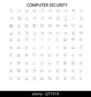 Computersicherheit Symbole, Schilder, Umrisssymbole, Konzept lineare Illustration Linie Sammlung Stock Vektor