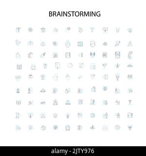 Brainstorming Symbole, Zeichen, skizzieren Symbole, Konzept lineare Illustration Linie Sammlung Stock Vektor