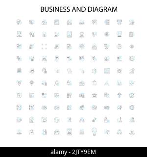 Business und Diagramm Symbole, Schilder, Umrisssymbole, Konzept lineare Illustration Linie Sammlung Stock Vektor