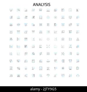 Analyse Konzept Symbole, Schilder, Umrisssymbole, Konzept lineare Illustration Linie Sammlung Stock Vektor