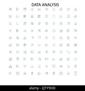 Symbole für die Datenanalyse, Schilder, Umrisssymbole, Erfassung linearer Illustrationslinien Stock Vektor